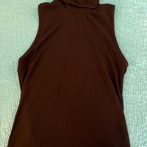 Black Sleeveless Turtleneck Top